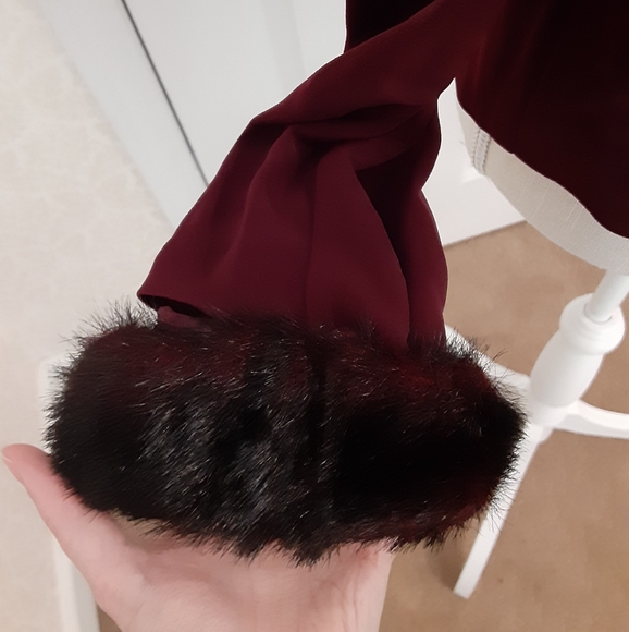 Lined Faux Fur and Decorative Buttons Wine Jacket (Plaza South) - Picture 6 of 13